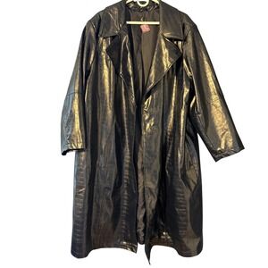 Jason Wu Trench Coat Women 4XP Navy Blue Faux Alligator Leather Matrix Mob Wife